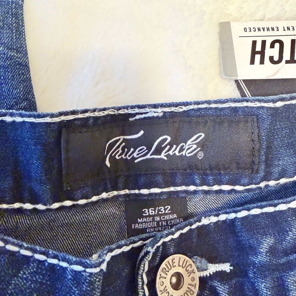 True Luck Jeans - Men's Dark Wash Bootcut Jeans - Picture 8 of 11